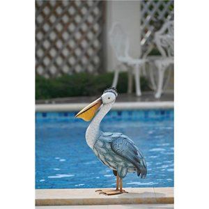 Pelican Outdoor Decor, 16.5" Coastal Ocean Bird Garden Statues & Sculptures